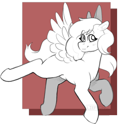 Size: 1114x1163 | Tagged: safe, artist:liefsong, imported from derpibooru, oc, oc only, oc:red velvet, pegasus, pony, monochrome, simple background, solo