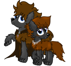 Size: 3000x2771 | Tagged: artist needed, safe, imported from derpibooru, oc, oc only, oc:cherokee winchester, oc:coco winchester, hybrid, pony, wolf, wolf pony, derpibooru community collaboration, 2021 community collab, community collab, high res, simple background, transparent background