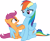 Size: 3661x3000 | Tagged: safe, artist:cloudy glow, artist:cloudyglow, imported from derpibooru, rainbow dash, scootaloo, pegasus, pony, sleepless in ponyville, .ai available, eyes on the prize, hug, scootalove, simple background, transparent background, vector, winghug