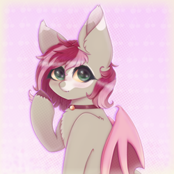 Size: 1300x1300 | Tagged: safe, artist:saltyvity, imported from derpibooru, oc, bat pony, pony, bat pony oc, bat wings, cherry, cute, food, wings