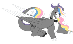 Size: 2500x1500 | Tagged: safe, artist:uunicornicc, imported from derpibooru, oc, oc only, pegasus, pony, female, horns, lying down, mare, prone, simple background, solo, white background