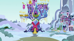 Size: 1280x720 | Tagged: safe, imported from derpibooru, screencap, best gift ever, background, no pony, ponyville, scenic ponyville, school of friendship, snow, twilight's castle