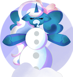 Size: 1348x1414 | Tagged: safe, artist:trasheeart, imported from derpibooru, oc, oc:fleurbelle, alicorn, alicorn oc, bow, female, frozen, hair bow, horn, mare, simple background, snowman, transparent background, wings