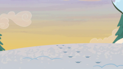 Size: 1280x720 | Tagged: safe, imported from derpibooru, screencap, best gift ever, background, hoofprints, no pony, scenic ponyville, snow