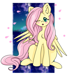 Size: 2849x3012 | Tagged: safe, artist:dreamy990, artist:nightydream, imported from derpibooru, fluttershy, pony, blushing, one eye closed, solo