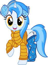 Size: 4500x6001 | Tagged: safe, artist:pirill, imported from derpibooru, oc, oc only, oc:penny curve, pony, unicorn, derpibooru community collaboration, mlp vector club, 2021 community collab, absurd resolution, clothes, cutie mark, female, jacket, mare, open mouth, raised leg, show accurate, simple background, socks, solo, text, transparent background, vector, winter jacket
