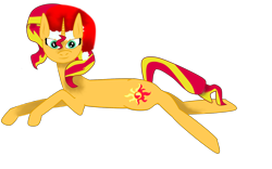 Size: 4000x2500 | Tagged: safe, altbooru exclusive, artist:havock, imported from ponybooru, sunset shimmer, pony, unicorn, christmas, cutie mark, female, hat, holiday, looking at you, lying down, mare, santa hat, simple background, smiling, transparent background, two toned mane, two toned tail