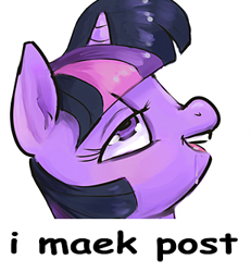 Size: 308x333 | Tagged: artist needed, source needed, safe, twilight sparkle, pony, unicorn, drool, dumb, horn, i maek post, looking up, simple background, white background