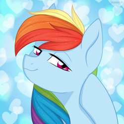 Size: 1024x1024 | Tagged: safe, artist:chickenbrony, artist:cottonaime, imported from derpibooru, rainbow dash, pegasus, pony, bust, cute, dashabetes, heart, icon, looking at you, portrait, smiling, solo