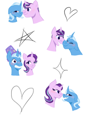 Size: 1536x2048 | Tagged: safe, artist:courtpoiuy, imported from derpibooru, starlight glimmer, trixie, unicorn, bust, female, gay, half r63 shipping, lesbian, male, rule 63, shipping, startrix, straight