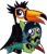 Size: 1089x1264 | Tagged: safe, artist:lightningbolt, derpibooru exclusive, imported from derpibooru, oc, oc only, oc:demon hellspawn, oc:tristão, bird, griffon, half-siren, hybrid, pony, toco toucan, toucan, derpibooru community collaboration, 2021 community collab, baby, beak, colored hooves, colt, curved horn, duo, duo male, fangs, feather, fins, fish tail, folded wings, gay, hair over one eye, happy, hoof hold, horn, jewelry, leviathan cross, looking at you, magical gay spawn, male, necklace, offspring, open beak, open mouth, paws, plushie, pointy ponies, scales, shipping, show accurate, simple background, sitting, slit eyes, slit pupils, spots, tail, talons, tongue out, toucan griffon, transparent background, wings