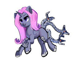 Size: 4162x3511 | Tagged: safe, artist:plasma fall, imported from derpibooru, oc, oc only, oc:illusions space, cyborg, pony, unicorn, derpibooru community collaboration, 2021 community collab, female, grey skin, horn, pink hair, purple eyes, simple background, solo, transparent background, unicorn oc