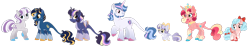 Size: 1920x363 | Tagged: safe, artist:strawberry-spritz, imported from derpibooru, cozy glow, night light, princess cadance, princess flurry heart, shining armor, twilight sparkle, twilight velvet, alicorn, pony, alternate design, simple background, transparent background, twilight sparkle (alicorn)