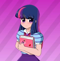 Size: 4012x4096 | Tagged: safe, alternate version, artist:kittyrosie, imported from derpibooru, sci-twi, twilight sparkle, equestria girls, book, cute, holding hands, human coloration, missing accessory, no glasses, solo, sticker, twiabetes