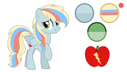 Size: 5228x2940 | Tagged: safe, artist:stellamoonshine, artist:stellamoonshineyt, imported from derpibooru, oc, oc only, oc:lightning apple, pegasus, pony, female, magical lesbian spawn, mare, offspring, parent:applejack, parent:rainbow dash, parents:appledash, simple background, solo, transparent background