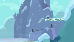 Size: 1280x720 | Tagged: safe, imported from derpibooru, screencap, hearth's warming eve (episode), background, friendship express, mountain, no pony, scenic ponyville