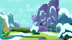 Size: 1280x720 | Tagged: safe, imported from derpibooru, screencap, hearth's warming eve (episode), background, canterlot, needs more jpeg, needs more pixels, no pony, scenic ponyville, snow