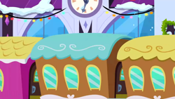 Size: 1280x720 | Tagged: safe, imported from derpibooru, screencap, hearth's warming eve (episode), background, canterlot, friendship express, no pony, scenic ponyville