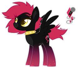 Size: 2292x1964 | Tagged: safe, artist:amelia007layt, artist:renera, imported from derpibooru, oc, oc only, oc:rubellite rhapsody, pegasus, pony, collar, colored hooves, eyebrow piercing, female, mare, pegasus oc, piercing, simple background, solo, spread wings, transparent background, wings