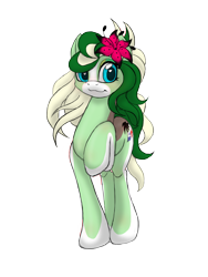 Size: 3000x4000 | Tagged: safe, artist:miniferu, imported from derpibooru, oc, oc only, oc:panama palm, earth pony, pony, derpibooru community collaboration, 2021 community collab, female, flower, flower in hair, high res, mare, simple background, solo, transparent background