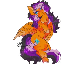 Size: 1080x1080 | Tagged: safe, artist:cryinmushroom, imported from derpibooru, oc, oc only, pegasus, pony, eyelashes, hoof fluff, pegasus oc, smiling, smirk, solo, wings