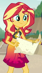 Size: 360x630 | Tagged: safe, imported from derpibooru, screencap, sunset shimmer, equestria girls, equestria girls series, x marks the spot, clothes, cropped, geode of empathy, magical geodes, sarong, solo, swimsuit