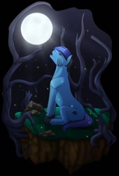 Size: 869x1280 | Tagged: safe, artist:imreer, imported from derpibooru, oc, oc only, earth pony, pony, commission, earth pony oc, full moon, looking up, male, moon, night, open mouth, solo, stallion, stars, tree, ych result