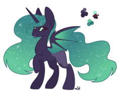 Size: 900x650 | Tagged: safe, artist:magicuniclaws, imported from derpibooru, oc, oc only, alicorn, bat pony, bat pony alicorn, pony, bat wings, horn, magical lesbian spawn, male, offspring, parent:mane-iac, parent:nightmare moon, simple background, solo, stallion, transparent background, wings