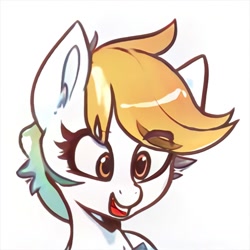 Size: 1024x1024 | Tagged: safe, artist:thisponydoesnotexist, imported from derpibooru, pony, ai content, ai generated, bust, generator:thisponydoesnotexist, neural network, open mouth, portrait, simple background, solo, white background