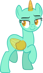 Size: 977x1663 | Tagged: safe, artist:pegasski, imported from derpibooru, oc, oc only, alicorn, pony, the washouts (episode), alicorn oc, bald, base, bedroom eyes, eyelashes, horn, looking back, raised hoof, simple background, smiling, solo, transparent background, two toned wings, wings