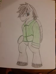 Size: 2448x3264 | Tagged: artist needed, safe, imported from derpibooru, oc, oc only, oc:silver circuit, pegasus, semi-anthro, male, solo, stallion, traditional art, unshorn fetlocks