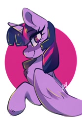 Size: 740x1109 | Tagged: safe, artist:goshhhh, imported from derpibooru, twilight sparkle, alicorn, pony, abstract background, chest fluff, circle background, colored hooves, female, mare, profile, solo, twilight sparkle (alicorn), white pupils