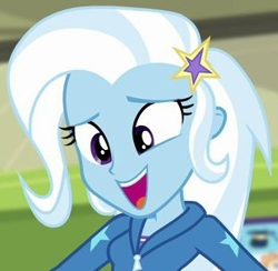 Size: 310x302 | Tagged: safe, imported from derpibooru, trixie, equestria girls, equestria girls series, forgotten friendship, cropped, open mouth