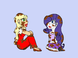 Size: 2048x1536 | Tagged: safe, artist:mintymelody, imported from derpibooru, applejack, rarity, equestria girls, dressed up, jewelry, misleading thumbnail, mud, muddy, necklace, pearl necklace