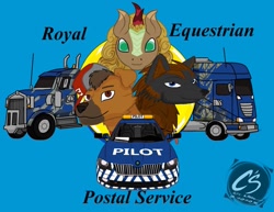 Size: 1017x786 | Tagged: artist needed, safe, imported from derpibooru, oc, oc only, oc:cherokee winchester, oc:joescoutk9, oc:tribal typhoon, hybrid, kirin, wolf, wolf pony, america truck simulator, american truck simulator, baseball cap, cap, car, co:joescoutk9, co:tribal typhoon, euro truck simulator 2, hat, skoda superb, truck