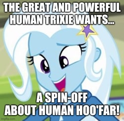Size: 506x493 | Tagged: safe, edit, edited screencap, imported from derpibooru, screencap, trixie, equestria girls, equestria girls series, forgotten friendship, caption, female, image macro, imgflip, solo, text