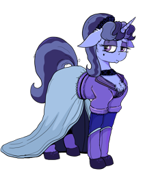Size: 5827x6860 | Tagged: safe, artist:paskanaakka, derpibooru exclusive, imported from derpibooru, oc, oc only, oc:pearl moon, pony, unicorn, derpibooru community collaboration, 2021 community collab, beauty mark, chest fluff, choker, clothes, dress, eyeshadow, female, makeup, mare, simple background, solo, transparent background