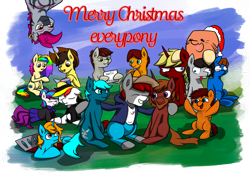 Size: 1280x901 | Tagged: safe, artist:khaki-cap, artist:paw-of-darkness, artist:rainbowtashie, imported from derpibooru, oc, oc only, oc:blaze, oc:bonkieblus, oc:cure wounds, oc:guttatus, oc:khaki-cap, oc:paper bag, oc:rainbow tashie, oc:reddy, oc:rigby, oc:steven, oc:tommy, oc:tommy the human, oc:zjin-wolfwalker, alicorn, bat pony, earth pony, monster pony, octopony, original species, pegasus, pony, unicorn, zebra, alicorn oc, bat pony oc, bat wings, christmas, clothes, commissioner:bigonionbean, compilation, earth pony oc, gift art, hearth's warming eve, holiday, horn, jean thicc, merry christmas, pegasus oc, simple background, transparent background, unicorn oc, wings, writer:bigonionbean, zebra oc