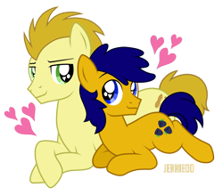 Size: 1200x1049 | Tagged: safe, artist:jennieoo, imported from derpibooru, oc, oc only, oc:blackberry surprise, oc:peanut medley, earth pony, pony, couple, cuddling, gay, heart eyes, love, lovers, male, show accurate, simple background, stallion, transparent background, wingding eyes