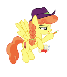 Size: 1662x1925 | Tagged: safe, artist:third uncle, artist:three uncle, imported from derpibooru, record high, pegasus, pony, appleoosa's most wanted, arrow, background pony, braid, cowboy hat, cropped, female, flying, hat, mare, narrowed eyes, simple background, solo, tongue out, transparent background