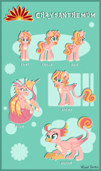 Size: 1280x2161 | Tagged: safe, artist:happy-go-creative, imported from derpibooru, oc, oc:chrysanthemum, alicorn, griffon, pony, siren, sphinx, female, griffonized, mare, reference sheet, sirenified, species swap, sphinxified