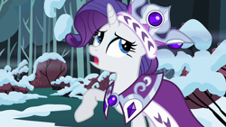 Size: 1920x1080 | Tagged: safe, imported from derpibooru, screencap, princess platinum, rarity, pony, unicorn, hearth's warming eve (episode), clothes, crown, female, jewelry, mare, regalia, solo