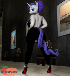 Size: 1984x2160 | Tagged: safe, artist:wickedcake, imported from derpibooru, rarity, anthro, 3d, female, large butt, nudity, source filmmaker