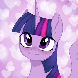 Size: 1024x1024 | Tagged: safe, artist:chickenbrony, artist:cottonaime, imported from derpibooru, twilight sparkle, alicorn, pony, blushing, cute, heart, looking at you, smiling, solo, twiabetes, twilight sparkle (alicorn)