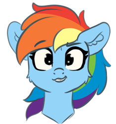Size: 2234x2389 | Tagged: safe, artist:yelowcrom, imported from derpibooru, rainbow dash, pegasus, pony, cheek fluff, cute, ear fluff, female, looking at you, mare, simple background, white background