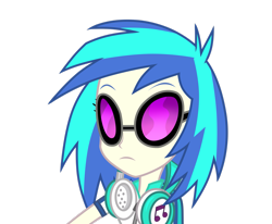 Size: 2701x2221 | Tagged: safe, artist:riariirii2, imported from derpibooru, dj pon-3, vinyl scratch, equestria girls, bust, clothes, female, frown, headphones, simple background, solo, sunglasses, transparent background