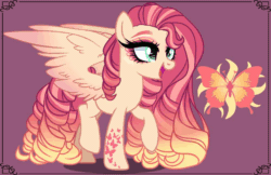 Size: 1000x647 | Tagged: safe, artist:gihhbloonde, imported from derpibooru, oc, oc only, pegasus, pony, animated, female, gif, magical lesbian spawn, mare, offspring, parent:fluttershy, parent:sunset shimmer, parents:sunshyne, solo