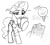 Size: 1388x1255 | Tagged: safe, artist:anearbyanimal, vapor trail, oc, oc:anon, human, pegasus, pony, clipboard, clothes, confused, drawthread, female, hat, hoof gloves, hoof hold, mare, nurse, nurse hat, question mark, raised eyebrow, sketch, smiling, wings