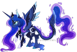 Size: 5065x3428 | Tagged: safe, artist:darkjillmlp123, imported from derpibooru, princess luna, pony, alternate design, augmented tail, simple background, solo, transparent background