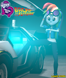 Size: 914x1080 | Tagged: safe, artist:lance-pizon, imported from derpibooru, rainbow dash, equestria girls, 3d, back to the future, car, delorean, source filmmaker